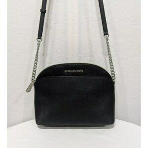 Michael Kors Dome Crossbody Bag Purse Black Silver 35H7SY3C2L